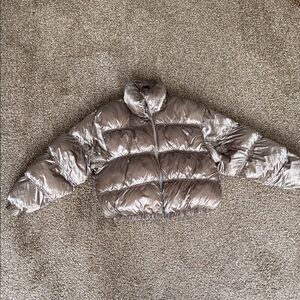 Wild Fable Shiny Silver Puffer Jacket